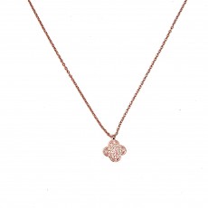 NK-Clover Sparkly Necklace-Rose Gold